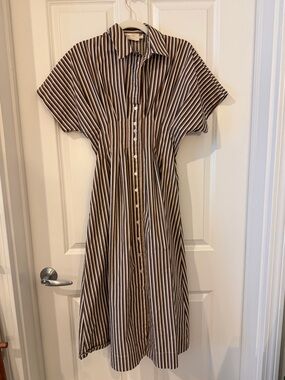 Anthropologie Petite Tobie Shirt Dress in Brown and White